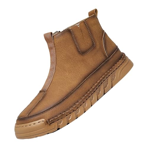 Herren Herbst Winter Stiefeletten, Wasserdicht KnöChel Boots, Klassischer Pu Rutschfeste Lederstiefel, Flache Trekkingstiefel, Fashion Freizeitschuhe, Outdoorschuhe High Top Sneakers Wanderschuhe von Generisch