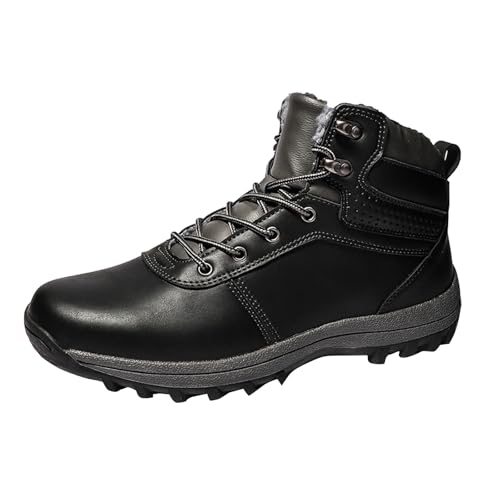 Herren Herbst Winter Stiefeletten, Wasserdicht KnöChel Boots, Klassischer Pu Rutschfeste Lederstiefel, Flache Trekkingstiefel, Fashion Freizeitschuhe, Outdoorschuhe High Top Sneakers Wanderschuhe von Generisch