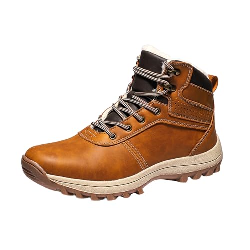 Herren Herbst Winter Stiefeletten, Wasserdicht KnöChel Boots, Klassischer Pu Rutschfeste Lederstiefel, Flache Trekkingstiefel, Fashion Freizeitschuhe, Outdoorschuhe High Top Sneakers Wanderschuhe von Generisch