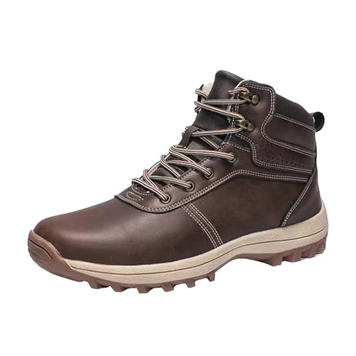 Herren Herbst Winter Stiefeletten, Wasserdicht KnöChel Boots, Klassischer Pu Rutschfeste Lederstiefel, Flache Trekkingstiefel, Fashion Freizeitschuhe, Outdoorschuhe High Top Sneakers Wanderschuhe von Generisch