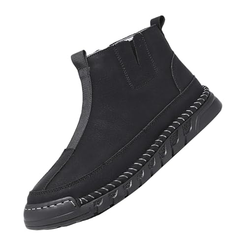 Herren Herbst Winter Stiefeletten, Wasserdicht KnöChel Boots, Klassischer Pu Rutschfeste Lederstiefel, Flache Trekkingstiefel, Fashion Freizeitschuhe, Outdoorschuhe High Top Sneakers Wanderschuhe von Generisch
