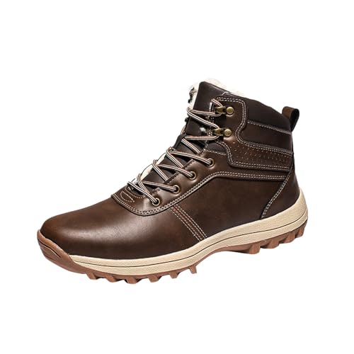 Herren Herbst Winter Stiefeletten, Wasserdicht KnöChel Boots, Klassischer Pu Rutschfeste Lederstiefel, Flache Trekkingstiefel, Fashion Freizeitschuhe, Outdoorschuhe High Top Sneakers Wanderschuhe von Generisch