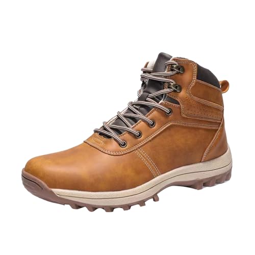 Herren Herbst Winter Stiefeletten, Wasserdicht KnöChel Boots, Klassischer Pu Rutschfeste Lederstiefel, Flache Trekkingstiefel, Fashion Freizeitschuhe, Outdoorschuhe High Top Sneakers Wanderschuhe von Generisch