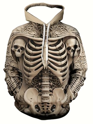 Herren Hoodie Übergröße Casual Hoodie mit 3D Druck Trendy Pocket Stretch Stoff Perfekt für Halloween, Hoodie2, XL von Generisch
