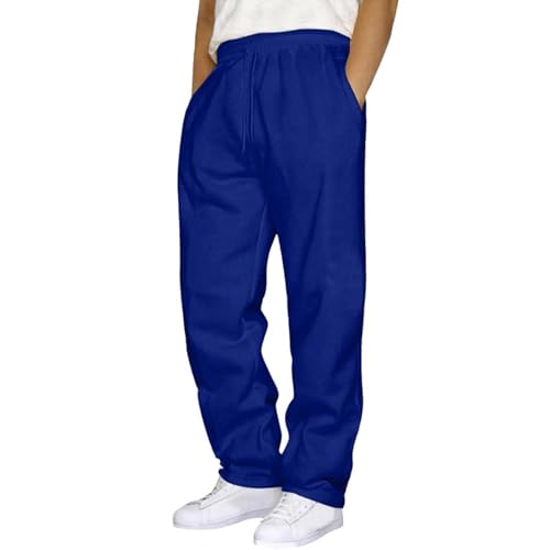 Herren Hose Jogginghose Sweatpant Freizeithose Sporthose Weite Bein Lang Baumwolle Loose Fit Trainingshose Bequeme Laufhose mit Kordelzug und Taschen Einfarbig Herren Jogginghose Lang Weites von Generisch