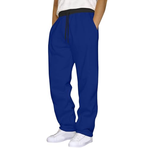 Herren Hose Jogginghose Sweatpant Freizeithose Sporthose Weite Bein Lang Sporthose Baumwolle Loose Fit Trainingshose Bequeme Laufhose mit Kordelzug und Taschen Einfarbig Fitness von Generisch