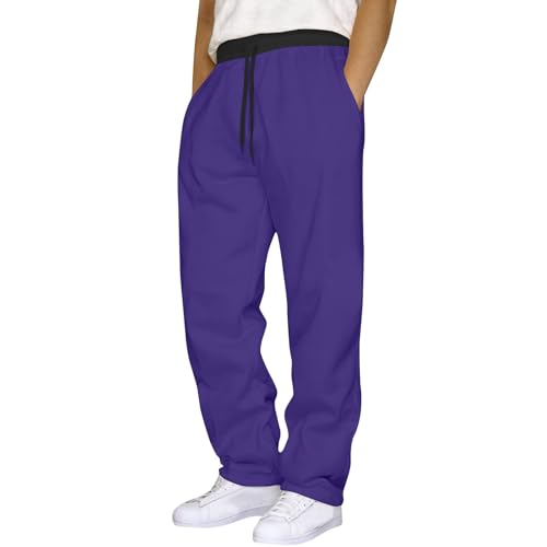 Herren Hose Jogginghose Sweatpant Freizeithose Sporthose Weite Bein Lang Sporthose Baumwolle Loose Fit Trainingshose Bequeme Laufhose mit Kordelzug und Taschen Einfarbig Fitness von Generisch