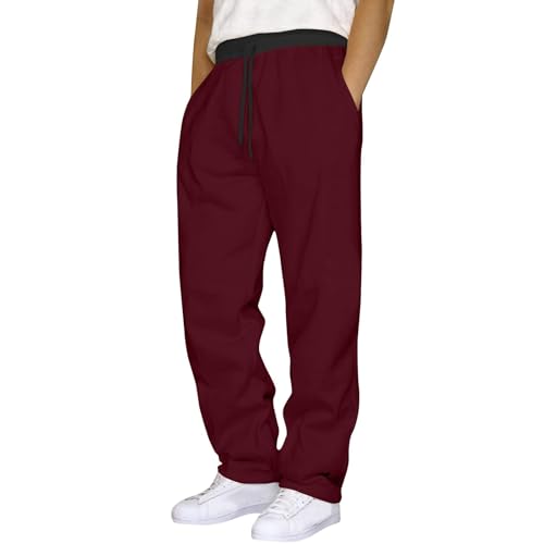 Herren Hose Jogginghose Sweatpant Freizeithose Sporthose Weite Bein Lang Sporthose Baumwolle Loose Fit Trainingshose Bequeme Laufhose mit Kordelzug und Taschen Einfarbig Fitness von Generisch
