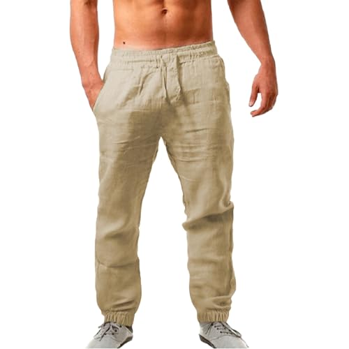 Herren Hose Sommer Leichte Leinenhose Freizeithose Strandhose Loose Fit Männer Hosen für Urlaub Strand Alltag Hose Herren Sommer Leicht Lang 4XL von Generisch