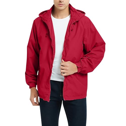 Herren Jacke Grau Elegant, Sommerjacke Herren Blau Sweatjacke Lose Übergangsjacke Baumwolle Freizeitjacke Einfarbig Softshelljacke Große Größen Alltagsjacke Hooded Outdoorjacke Stretch Herrenmantel von Generisch