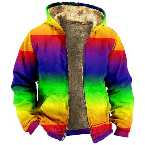 Herren Jacke Winter, Winterjacke Personalisiert Lässig Bunt Bedruckt Langarm Zipper Mantel Dick Baumwolle Anzug Winter Jacket Men Collegejacke Für Jungs Übergangsjacken Xxxl Armee (XXL, Lila) von Generisch