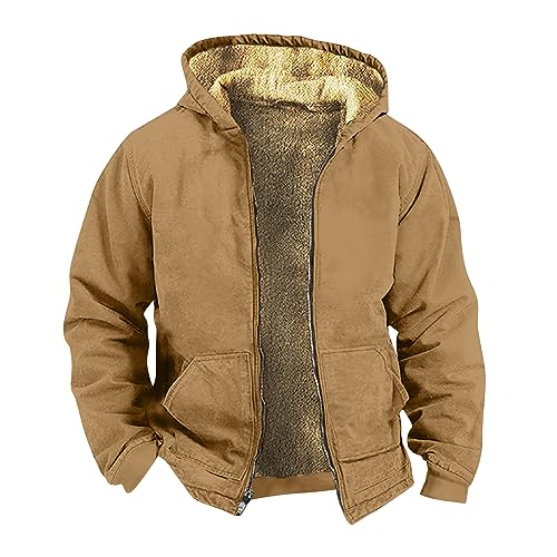 Herren-Jacken, Warm Gefüttert Skijacke Wasserdicht Regenjacke Snowboardjacke Outdoor Funktionsjacke Arbeitsjacke Mit Kapuze Winter Jacket For Men Coat Winterparka (5XL, Khaki) von Generisch