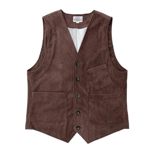 Herren-Jagdweste für Frühling und Herbst, Winter, Retro, Kordsamt, Khaki, einfarbig, britischer Stil, Arbeitsweste für Herren, Winter, braun, XL von Generisch