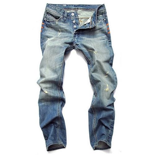 Herren Jeans Regular Fit Jeanshose Hose Denim Stretch Zerrissene Jeans im Used-Look, schmale Passform, gerades Bein, Jeanshose mit Löchern Stretch Jean Herren Jogger Cargo Chino Jeans (Light Blue, XL) Herren Jeans Regular Fit Jeanshose Hose Denim Stretch Zerrissene Jeans im Used-Look, schmale Passform, gerades Bein, Jeanshose mit Löchern Stretch Jean Herren Jogger Cargo Chino Jeans (Light Blue, XL) von Generisch