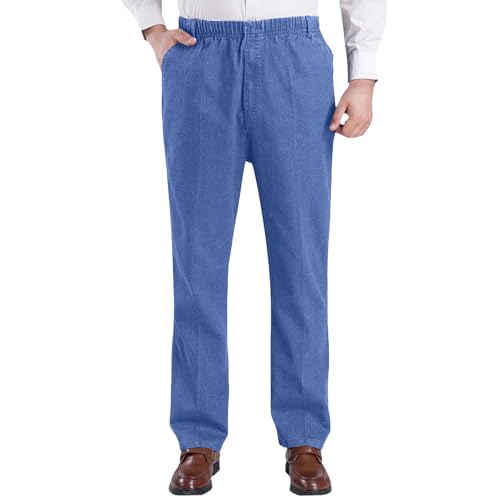 Herren Jeans Straight Jeanshose Stretch Schlupfhose Stylische Hose Gummibund Cargo-Taschen für Männer Gerader Schnitt Cargojeans Herrenhosen Denim Bequeme Freizeit Schlupfjeans von Generisch