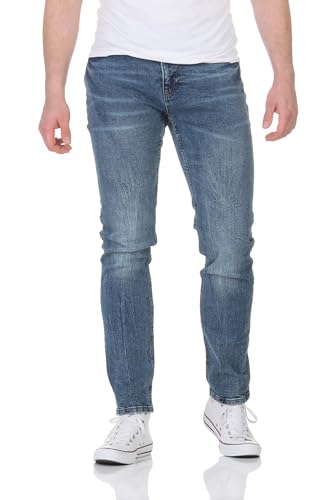 Herren Jeans in Leichtem Blau und Dunklem Blau, Gerades Bein, 79% Baumwolle, 20% Recycelte Baumwolle, 1% Elastan, Größen 32/30-38/34, Schrittlänge 77 cm (38/32, Light Blue Washed) von Generisch