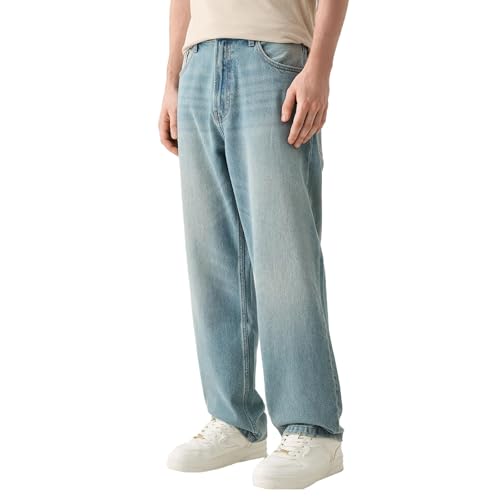 Herren Jeanshose Basic Baggy Jeans Y2k Stretch Denim Coole Loose Fit Jeanshosen Oversized Mode Hip Hop Cargo Jean für Teenager Jungs Freizeithose Streetwear Lockere Passform Pant S-XXL von Generisch