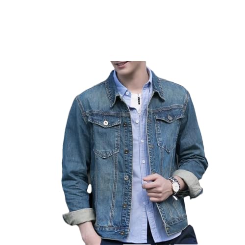 Herren-Jeansjacke, japanischer Retro-Stil, lässig, einteilig, für Männer, Hellblaue Jacke, L von Generisch
