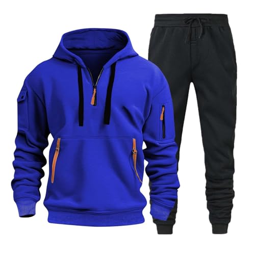 Herren Jogginganzug Trainingsanzug Sportanzug Hausanzug mit 1/4 Reißverschluss mit Kapuze Trainingsanzug Set Herren Langarm Oversize Sportanzug Einfarbig Tracksuit Warm Jogginganzug Sportsachen von Generisch