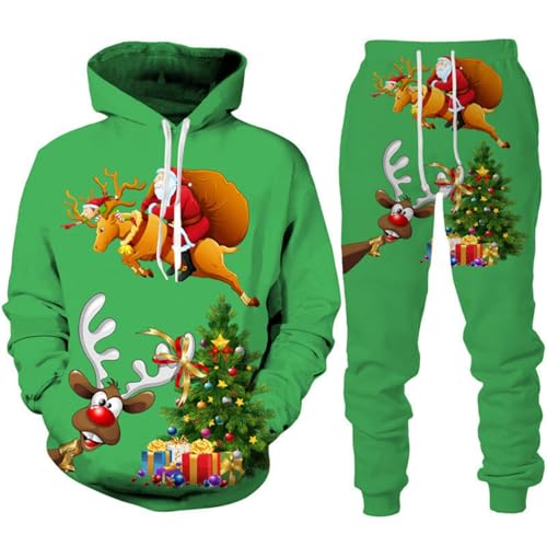 Herren-Jogginganzug für Weihnachten, 2-teilig, Halloween, athletisches Outfit, Hoodie, Sport-Sweatanzug, Pullover-Anzug-Sets, Stil 7, XL von Generisch