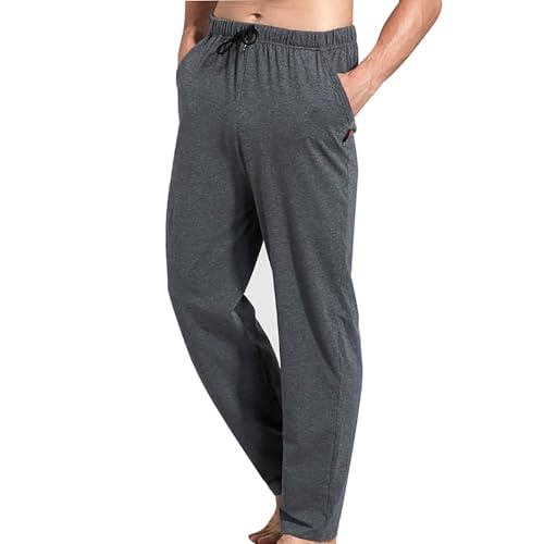 Herren Jogginghose Sommer Dünn Lockere Große Größe Haushose Freizeithose Männer Elastische Taille Lang Sweatpants Herren Tracksuit Gerades Bein Baggy Freizeithose Mit Taschen (Grey, XL) von Generisch