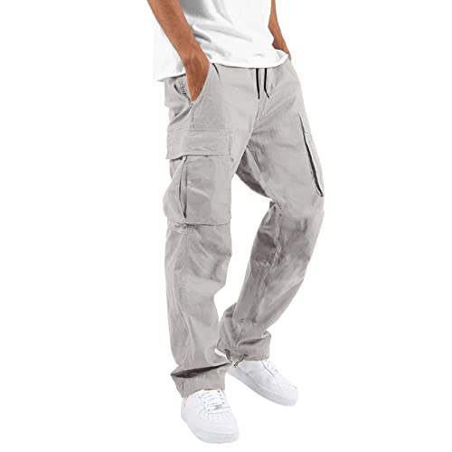 Generisch Herren Jogginghose grau weit Minus Two Cargo y2k Men Jogginghose y2k Jeans Baggy Herren Trainingshose lang Baumwolle Chino Hosen Stretch männer Sport Kurze Hose Herren Fitness von Generisch