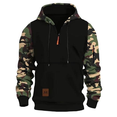 Herren Kapuzenpullover Hoodie Jungen und Herrens Sweatshirt Multifunktionelle Tasche Sweatshirt mit Kapuze Jogging Pullovers Warm Langarm Hoody Männer,Schwarzer Hoodie Herren,Bequem und weich von Generisch
