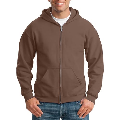 Herren Kapuzenstrickjacke Slim Fit Langarm Sportjacke Jogging Hoodie Männer Dünne Sweatshirt mit Kapuze Solid Color Loose Pullover Reißverschluss Tasche Freizeit Hoodie von Generisch