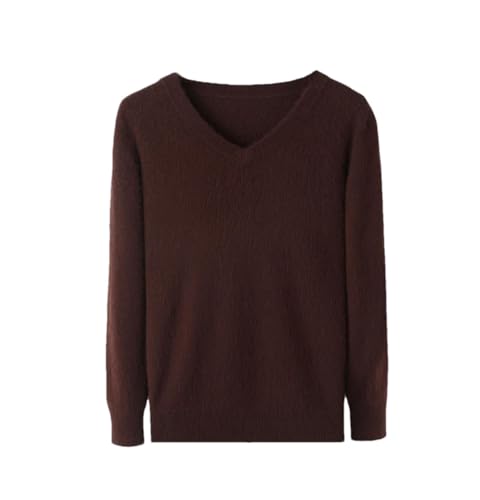 Herren Kaschmir Pullover V-Ausschnitt Pullover Strickpullover Übergröße Langarm Pullover, coffee, L von Generisch