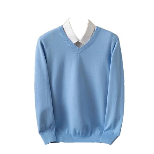 Herren Kaschmir Winter Strickpullover V-Ausschnitt Pullover Strickpullover Langarm Warm Business Pullover, Hellblau1, XXL von Generisch