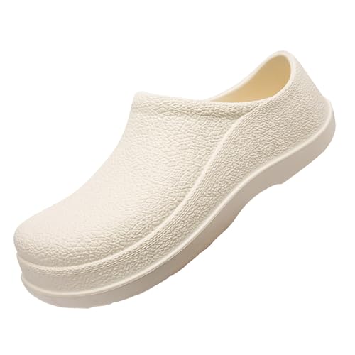 Herren Küchenschuhe - Slip-On Garten Arbeit Clogs Regenschuhe Walk A Mile Unisex Clogs Bequeme Leichte Gartenschuhe Outdoor Walkingschuhe Runde Zehenschuhe Barfußsandalen, beige, 41 EU von Generisch