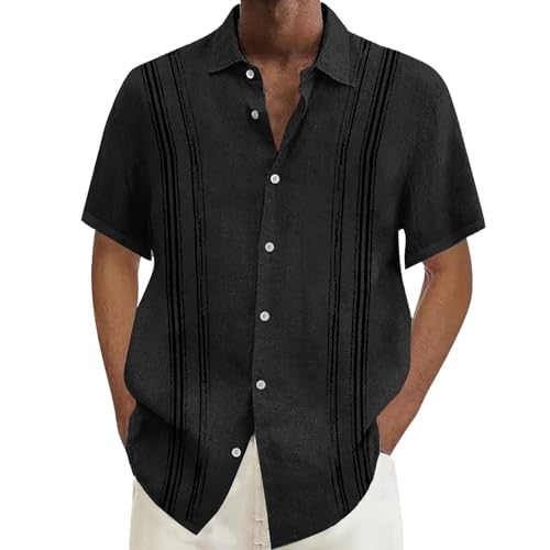 Generisch Herren Hemd Kurzarm Sommerhemd Freizeithemden Strand Shirts Regular Fit Kurzarmhemd Herren Weiß Baumwolle Geeignet für Outdoor-Aktivitäten von Generisch
