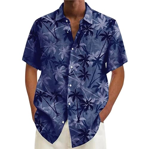Herren Kurzarm Hemd Sommer Freizeithemd Button Down Regular Fit Kurzarmhemd Businesshemd Männer Basic Baumwolle Leinen Shirt WeißEs Leinenhemd Herren Kurzarm EIN Must-Have für Mode und Freizeit von Generisch
