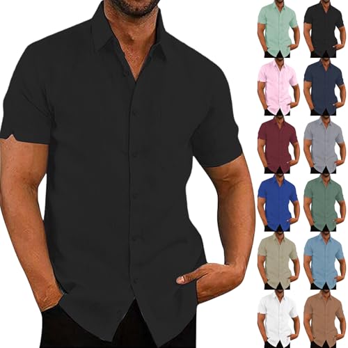 Herren Kurzarm Leinenhemd Button Down Regular Fit Freizeithemden Sommer Revers Unifarben Farbe Kurze Ärmel Bequeme Männer Hemd Casual Businesshemd Standhemd Sommer Stand Leinen Shirt Herren Kurzarm Leinenhemd Button Down Regular Fit Freizeithemden Sommer Revers Unifarben Farbe Kurze Ärmel Bequeme Männer Hemd Casual Businesshemd Standhemd Sommer Stand Leinen Shirt von Generisch