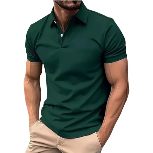 Herren Kurzarm Poloshirt Einfarbig Freizeit Sport Sommer Männer Knopfleiste Polohemd Slim Fit Herren T Shirt V Ausschnitt von Generisch