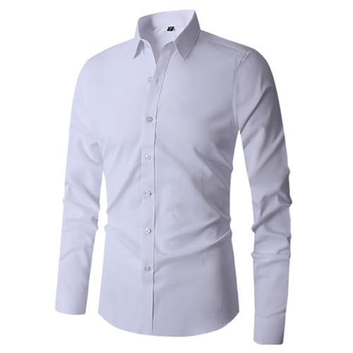 Herren Langarm Businesshemden Knitterfreies Stretchhemd Regular Fit Freizeithemden Bügelleichtes Herren Hemd Langarm Slim Fit Xs Langärmeliges Thermo-Top Für Herren Business Hemd Herren Slim Fit Weiß von Generisch