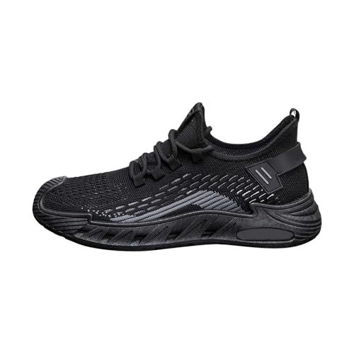 Herren Laufschuhe Mesh Atmungsaktiv Freizeitschuhe rutschfest Outdoor Sportschuhe Leicht Bequem Straße Joggingschuh Mode Tennis Fitness Schuhe Weiche Unterseite Sneakers, Schwarz , 38 2/3 EU von Generisch