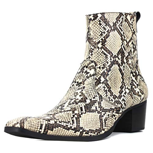 Herren Leder Chelsea Stiefel Blockabsatz Reißverschluss Handgemachte Kleid Stiefel Lässige Heel Schuhe,Beige Geprägt,41 Herren Leder Chelsea Stiefel Blockabsatz Reißverschluss Handgemachte Kleid Stiefel Lässige Heel Schuhe,Beige Geprägt,41 von Generisch