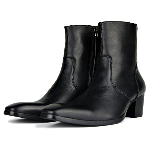Herren Leder Chelsea Stiefel Blockabsatz Reißverschluss Handgemachte Kleid Stiefel Lässige Heel Schuhe,Schwarz Glatt,44.5 Herren Leder Chelsea Stiefel Blockabsatz Reißverschluss Handgemachte Kleid Stiefel Lässige Heel Schuhe,Schwarz Glatt,44.5 von Generisch