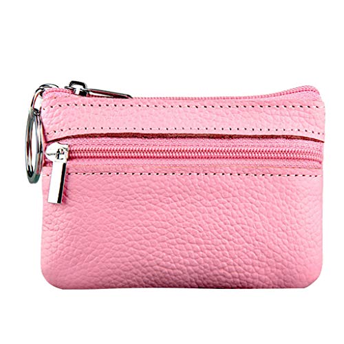 Herren Leder Geldbörse Schlüssel Geldbörse mit Leder Geldbörse Reißverschluss Kleine Damen Geldbörse Portemonnaie Herren Leder Slim (Rosa, Einheitsgröße) von Generisch