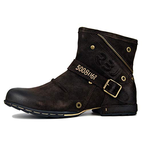 Herren Leder Retro Chukka Stiefel Moto Cowboy Stiefeletten Freizeit Schuhe mit Reißverschluss,Braun Wildleder,47 Herren Leder Retro Chukka Stiefel Moto Cowboy Stiefeletten Freizeit Schuhe mit Reißverschluss,Braun Wildleder,47 von Generisch