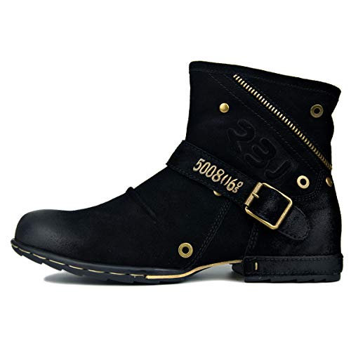 Herren Leder Retro Chukka Stiefel Moto Cowboy Stiefeletten Freizeit Schuhe mit Reißverschluss,Schwarz Wildleder,40.5 Herren Leder Retro Chukka Stiefel Moto Cowboy Stiefeletten Freizeit Schuhe mit Reißverschluss,Schwarz Wildleder,40.5 von Generisch