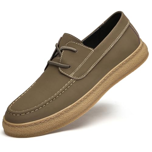 Herren-Leder-Sneaker, lässig, Vintage-Stil, bequem, atmungsaktiv, Low-Top, Schnürung, Business-Oxford-Schuhe, khaki, 39 1/3 EU Herren-Leder-Sneaker, lässig, Vintage-Stil, bequem, atmungsaktiv, Low-Top, Schnürung, Business-Oxford-Schuhe, khaki, 39 1/3 EU von Generisch