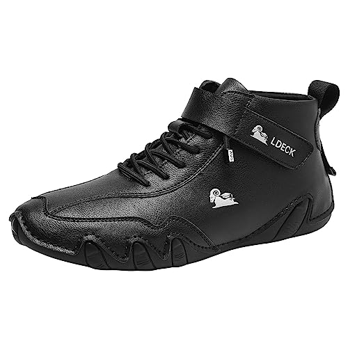 Herren-Leder-Sportschuhe, trendiges Design für Lifestyles, hohe Sneaker-Halterung für Herren, Schwarz , 40 2/3 EU von Generisch