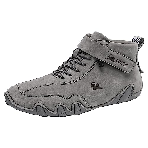 Herren-Leder-Sportschuhe, trendiges Design für aktiven Lebensstil, hohe Sneaker, Herren-Sneaker, Stiefel, Größe 45, grau, 38 2/3 EU von Generisch