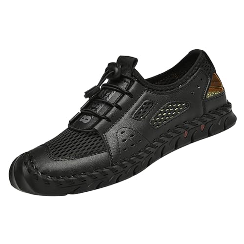 Herren Leder Wanderschuhe Atmungsaktive Outdoor Sneaker Closed Toe Trekkingsandalen Wandersandale Handgemachte Lederschuhe Schnell Trocknend Sommerschuhe rutschfeste Strandschuhe von Generisch