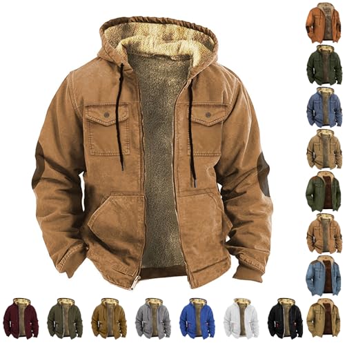 Herren Lederjacke, 3 In 1 Jacke Herren, Kapuzenjacke Fleece Gefüttert Sweatjacke Mit Kapuze Winterjacke Winter Warm Fleecejacke Männer Langarm Kapuzenpullover Sweatshirt Hoodie von Generisch