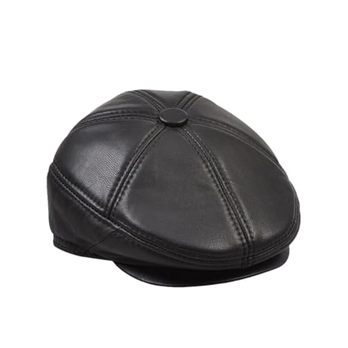 Herren Ledermütze, schwarz, lässig, Entenschnabelmütze, Vintage, italienisches Echtleder, warme flache Kappe, Schwarz , XXL Herren Ledermütze, schwarz, lässig, Entenschnabelmütze, Vintage, italienisches Echtleder, warme flache Kappe, Schwarz , XXL von Generisch