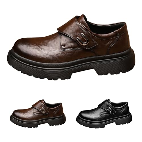 Herren-Lederschuhe, bequem, dicker Boden, rutschfest, leicht, Business, formelle Arbeit, Pendeln, vielseitig, lässig, Slip-on, Touch-Verschluss, braun, 40 2/3 EU Herren-Lederschuhe, bequem, dicker Boden, rutschfest, leicht, Business, formelle Arbeit, Pendeln, vielseitig, lässig, Slip-on, Touch-Verschluss, braun, 40 2/3 EU von Generisch