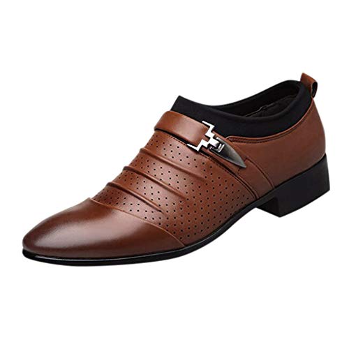 Herren-Lederschuhe mit spitzem Zehenbereich, lässig, bequem, atmungsaktiv, Slipper, Derbys, Loafers, klassisch, formell, Business, Oxfords, Wanderschuhe für Party, Hochzeit, braun, 41 1/3 EU Herren-Lederschuhe mit spitzem Zehenbereich, lässig, bequem, atmungsaktiv, Slipper, Derbys, Loafers, klassisch, formell, Business, Oxfords, Wanderschuhe für Party, Hochzeit, braun, 41 1/3 EU von Generisch